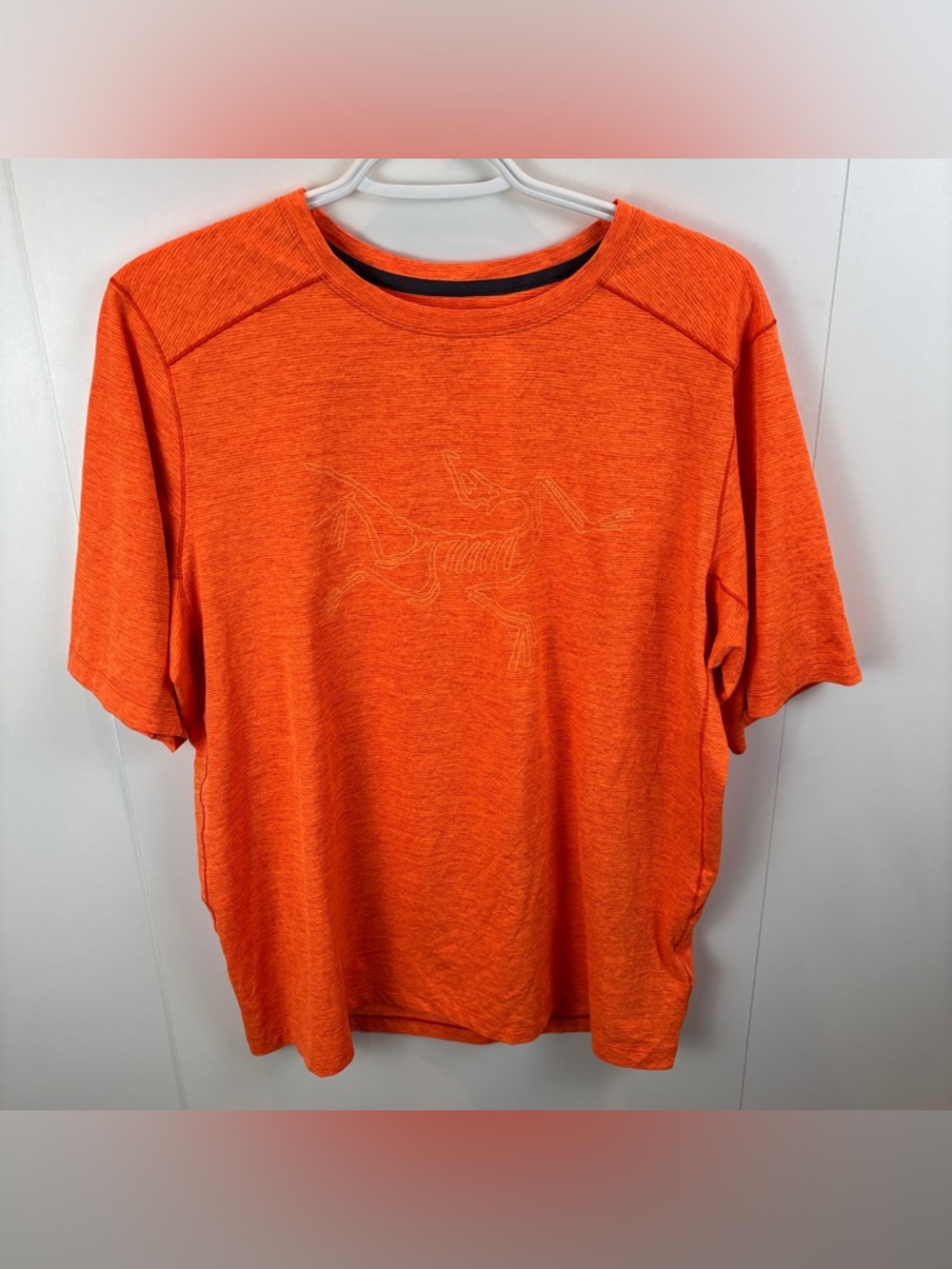Arc'teryx Cormac Logo Short Sleeve Shirt Men's M Bright Orange UPF 50 Breathable